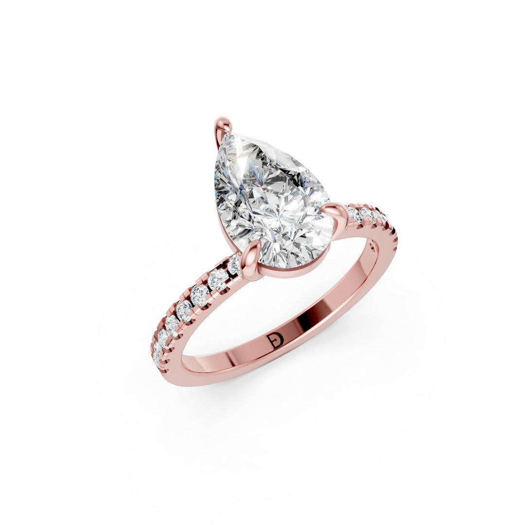 Pear Shaped Lab Grown Diamond Halo Pave Ring