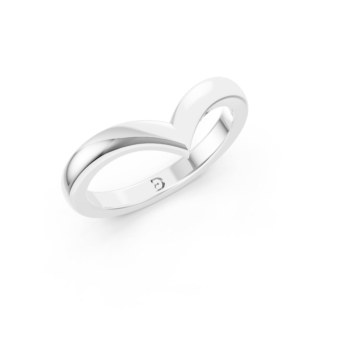 Unisex Classic V-Shape Plain Gold Wedding Band