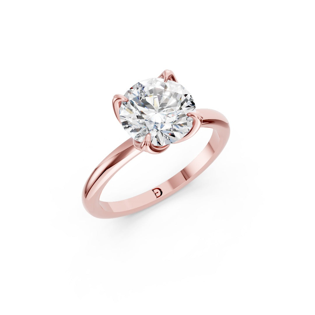 Round Cut Lab Grown Diamond Floral Solitaire Bridal Ring