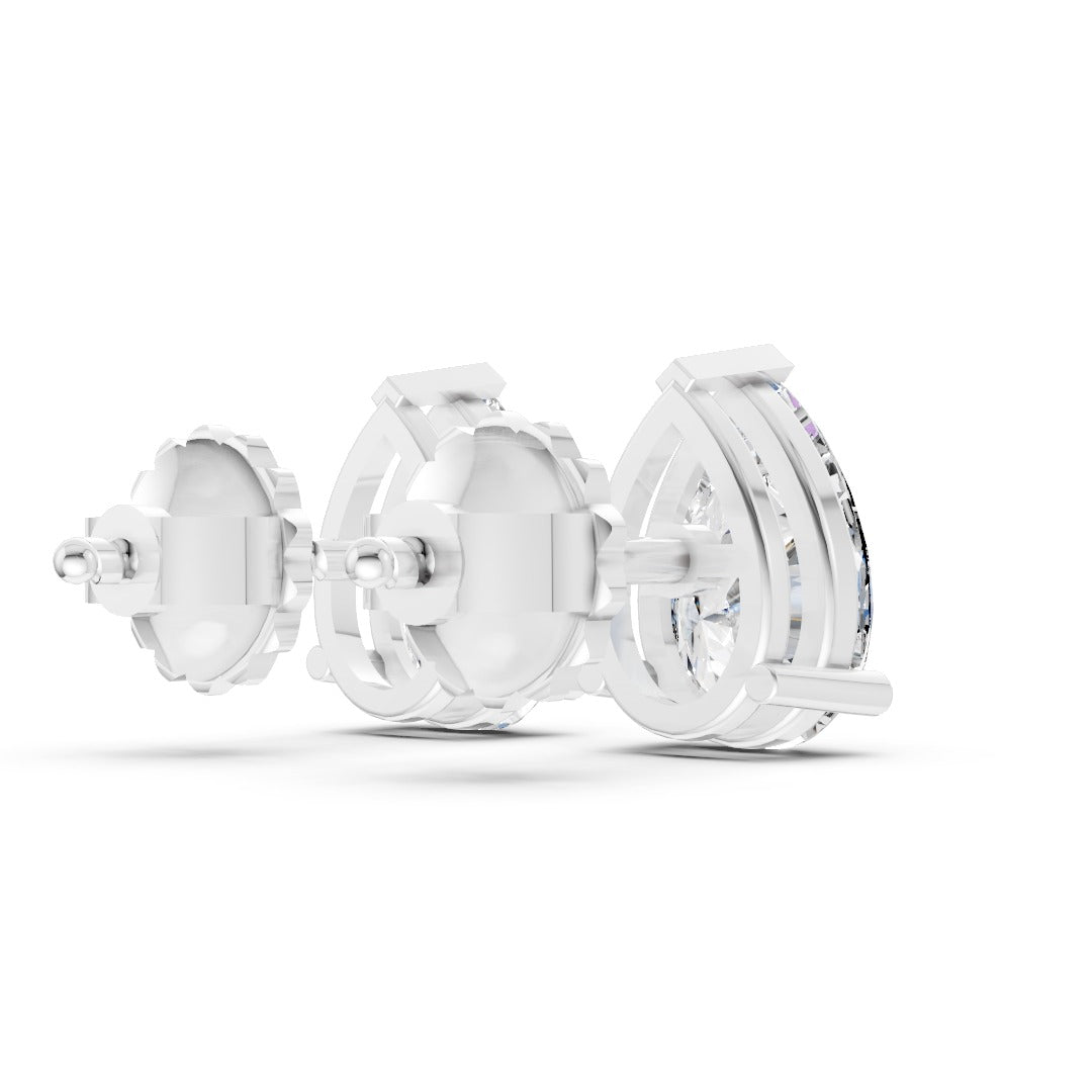 Pear Cut Diamond Stud Earrings in Scalloped Basket Setting