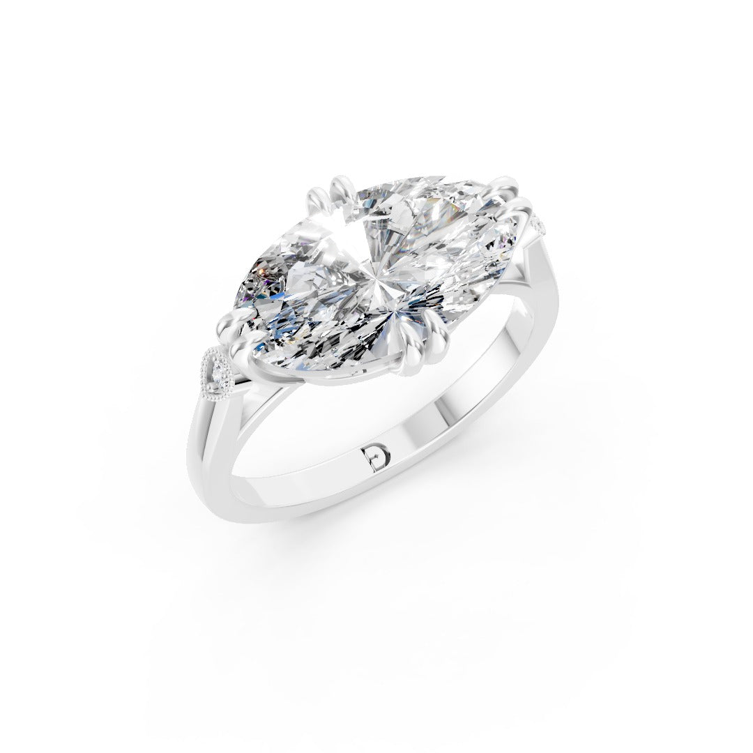 Oval Cut Lab Grown East Or west Diamond Engagement Ring