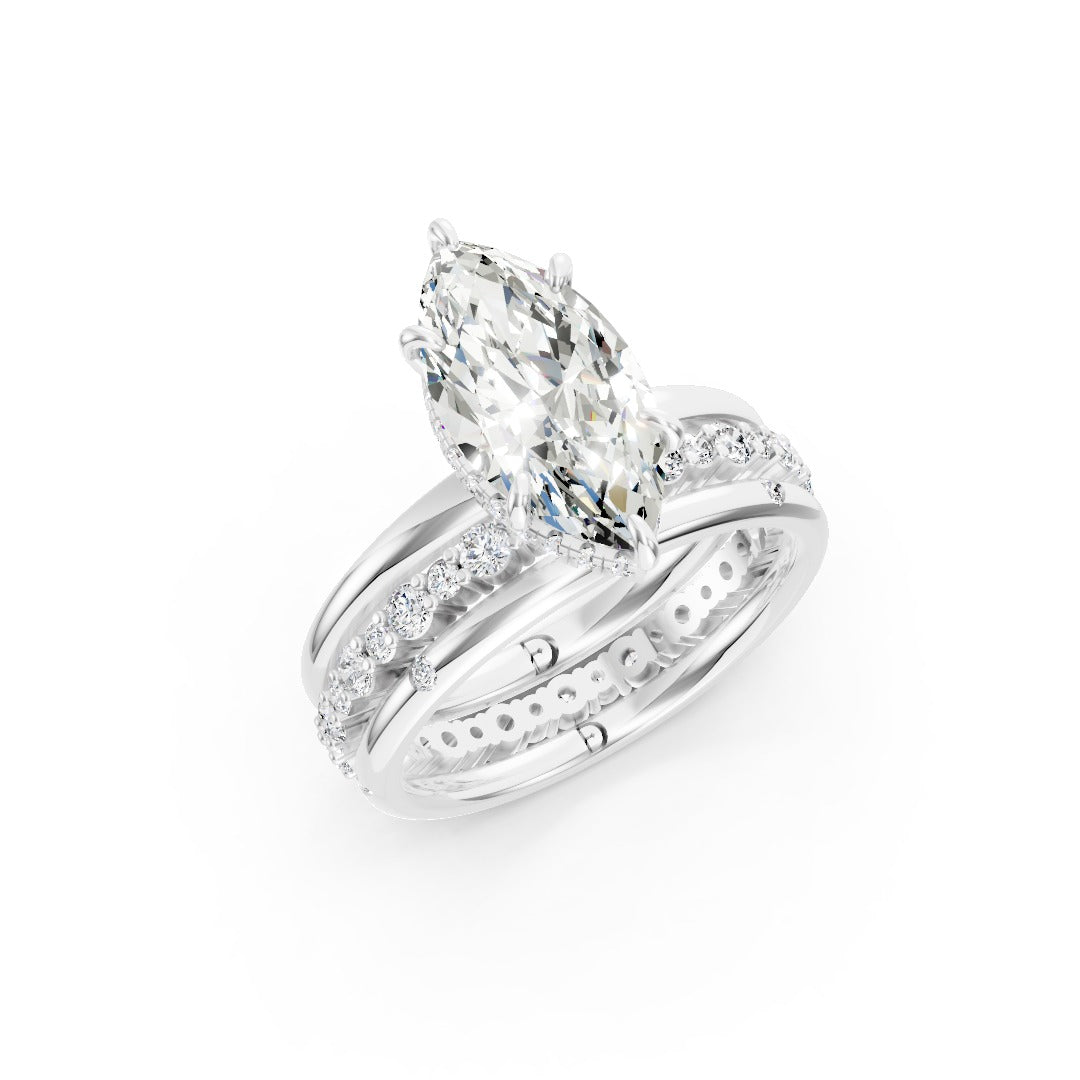 Marquise Cut Lab Diamond Three Piece Wedding Ring Set