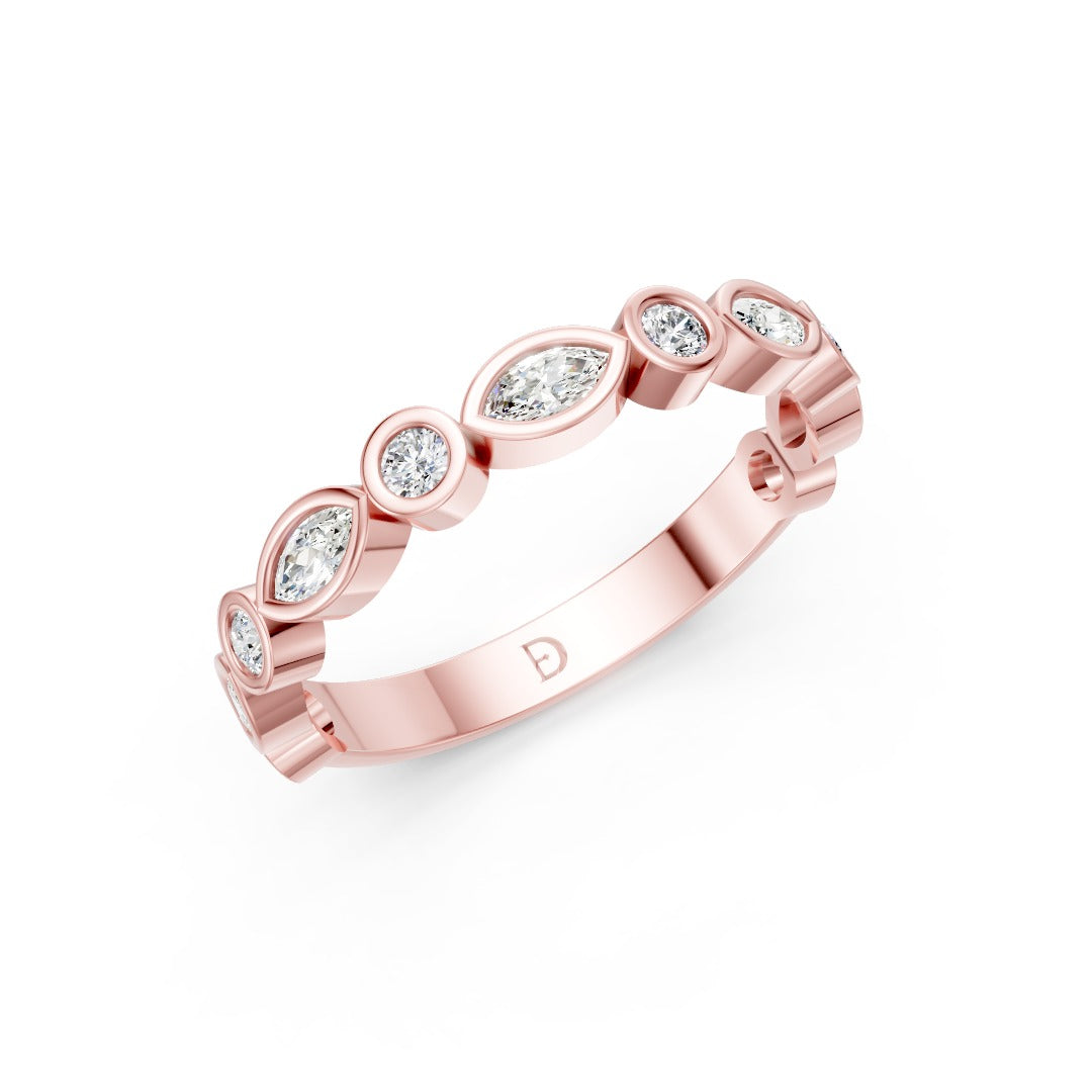 Marquise and Round Diamond Stackable Wedding Band