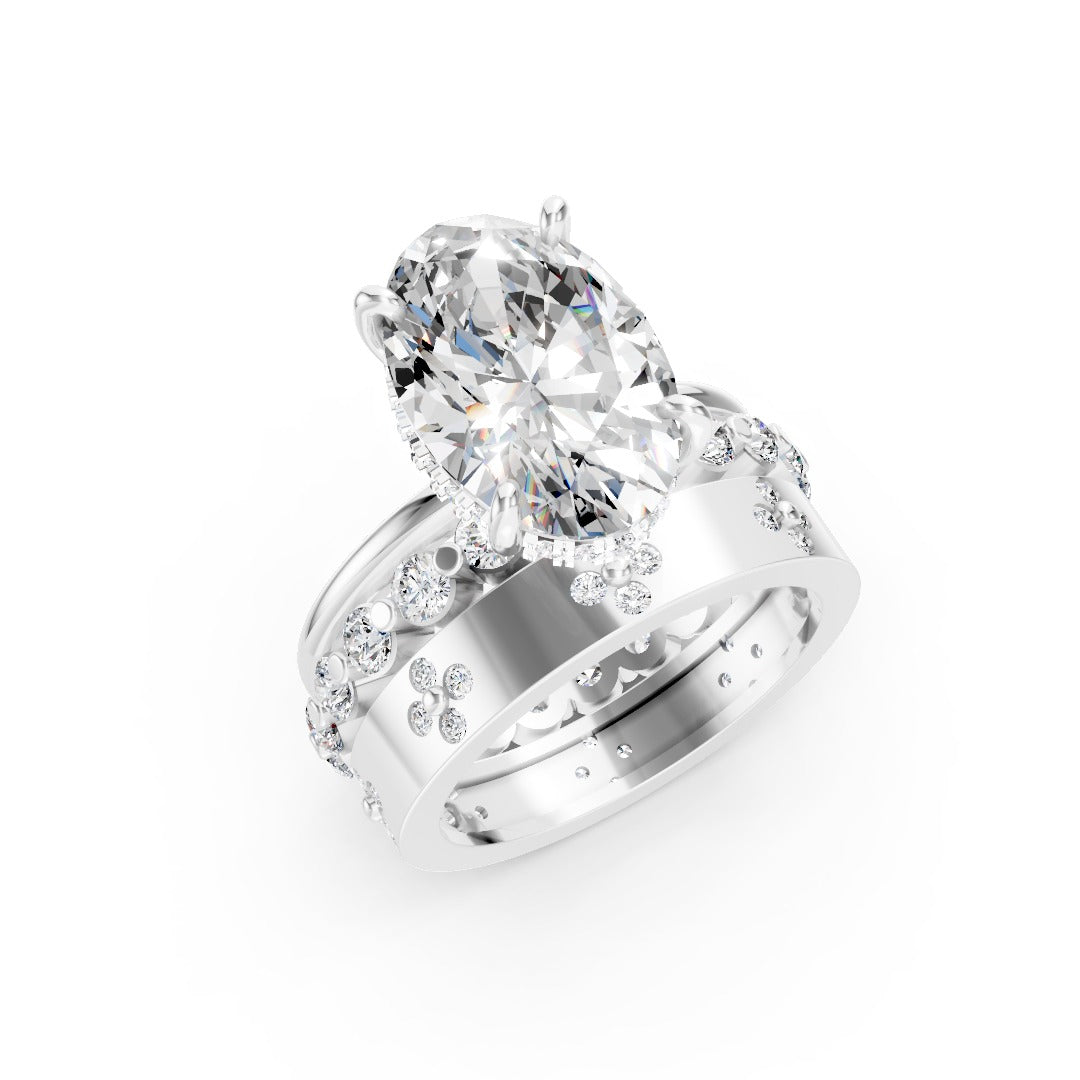 Oval Cut Diamond Triple Ring Stack Set