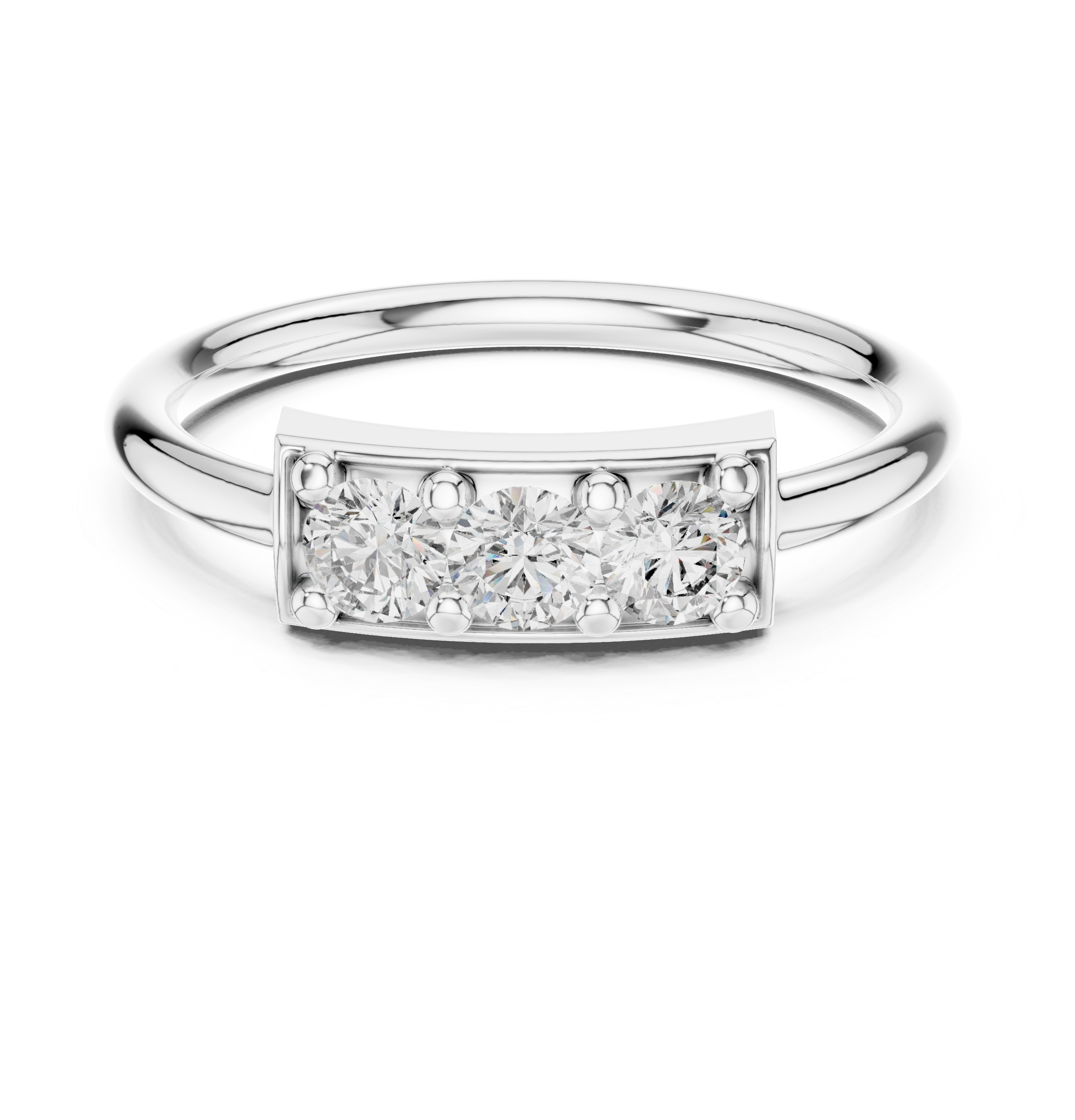 Triple Stone Round Cut Diamond Anniversary Band
