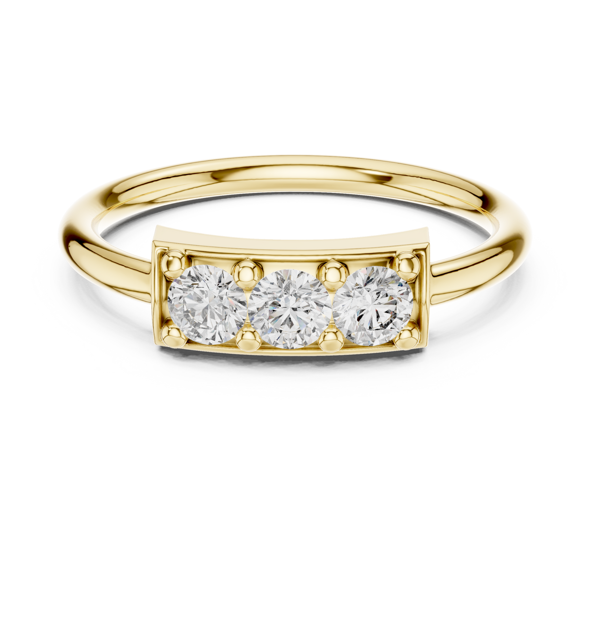 Triple Stone Round Cut Diamond Anniversary Ring