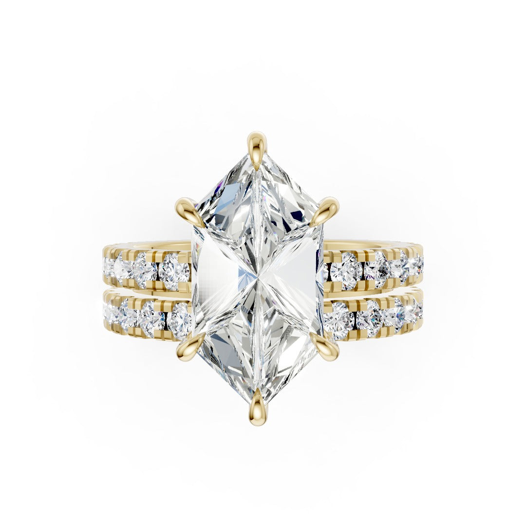 Dutch Marquise Lab Cut Double Diamond Pave Ring