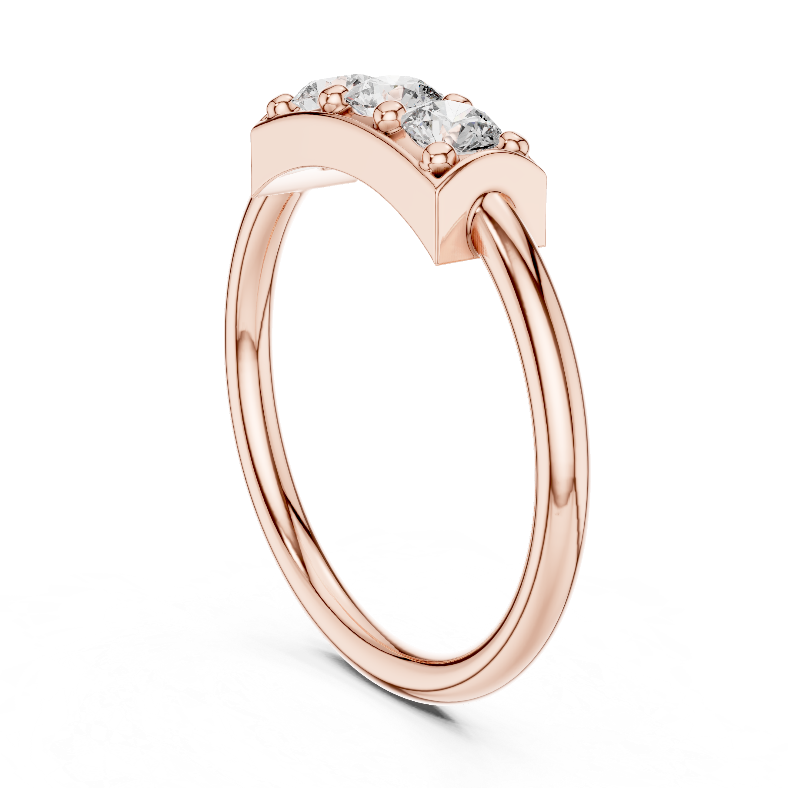 Triple Stone Round Cut Diamond Anniversary Band