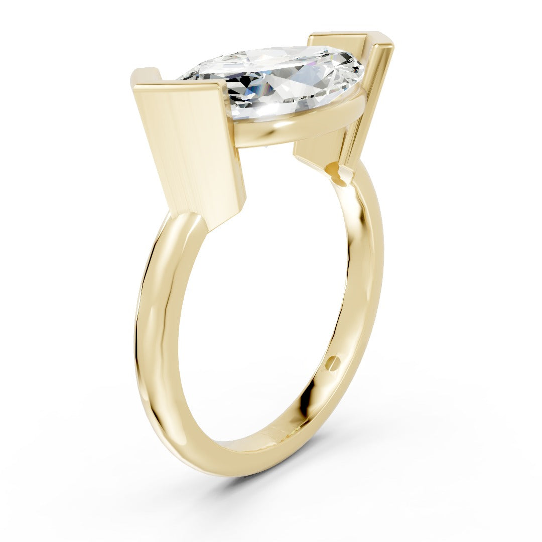 Vertical Marquise Bezel One Diamond Ring