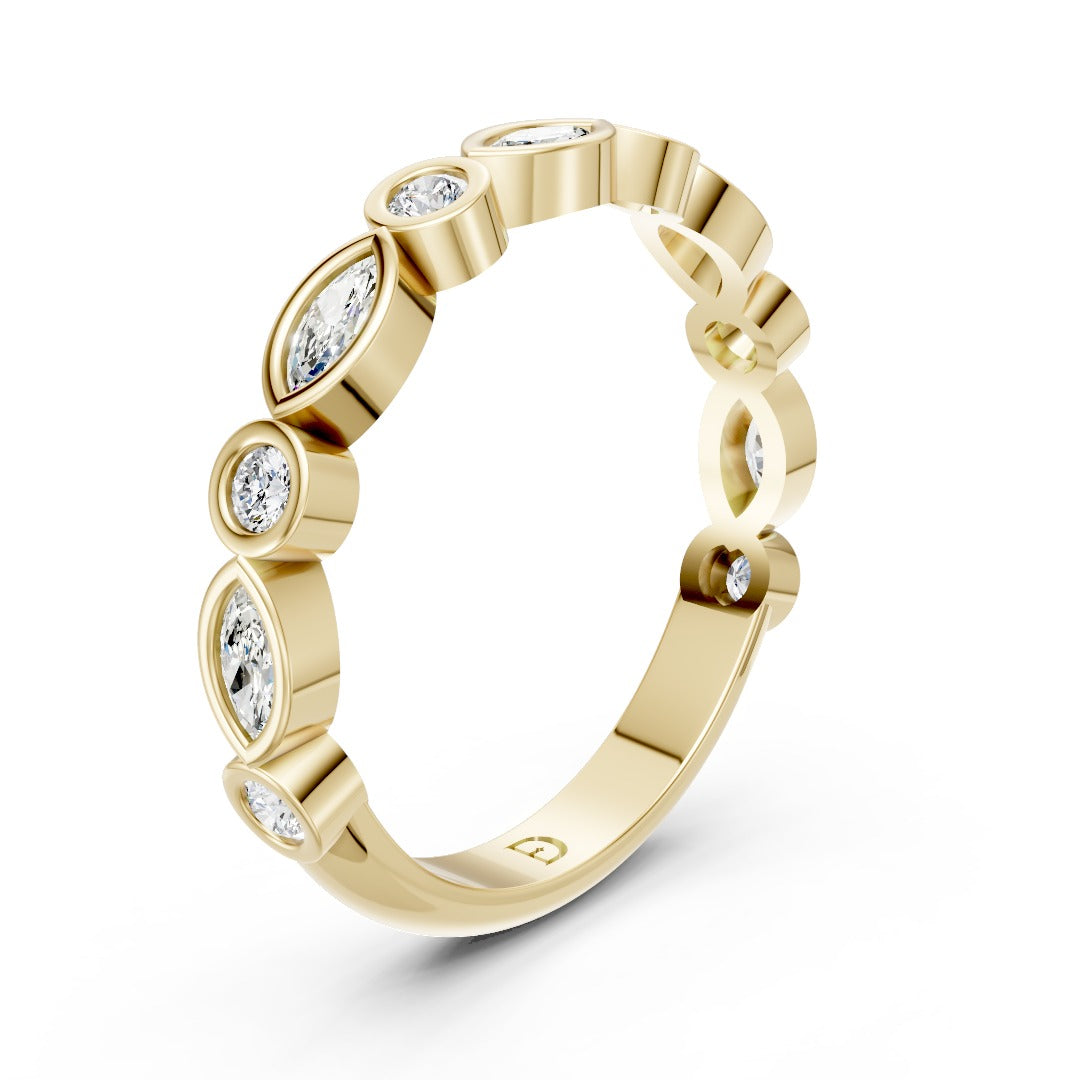 Marquise and Round Diamond Stackable Wedding Band