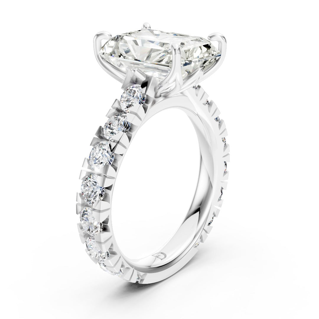 Radiant Cut Lab Grown Diamond Eternity Engagement Ring.