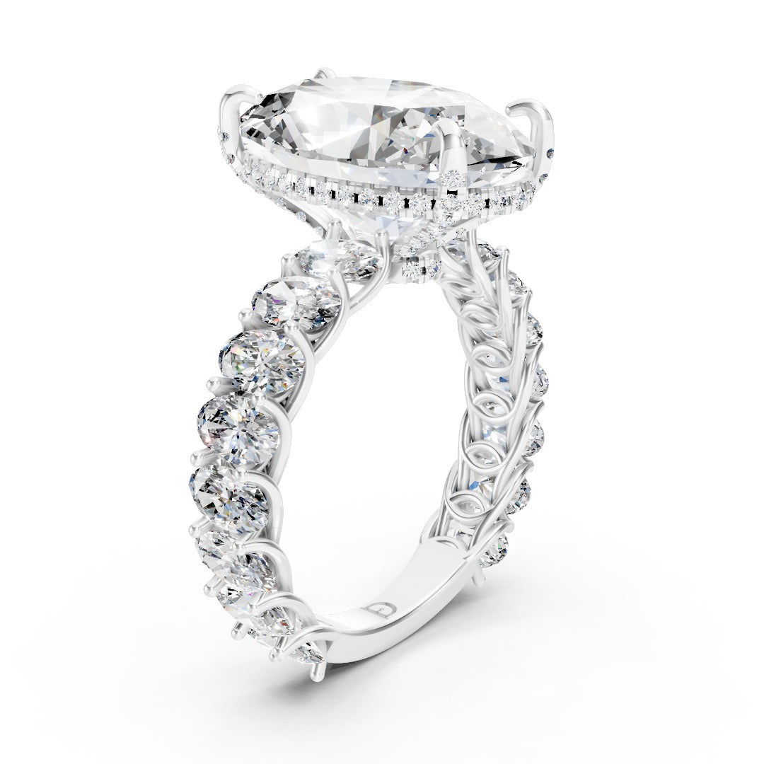 Oval Lab Grown Diamond Engagement Ring with Hidden Halo