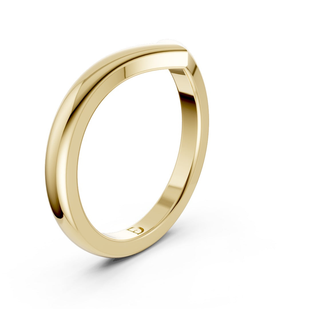 Unisex Classic V-Shape Plain Gold Wedding Band