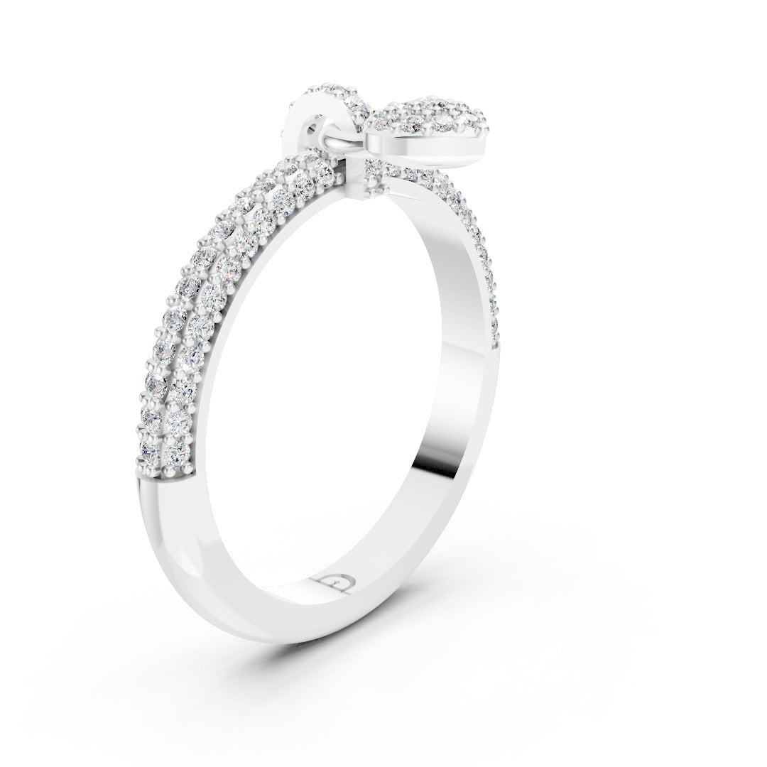 Heart-Shaped Round Diamond Multi-Row Engagement Ring