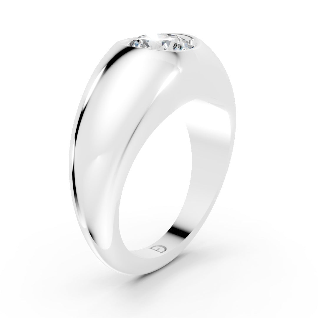 Bezel-Set Round Diamond Ring with Tapered Shank