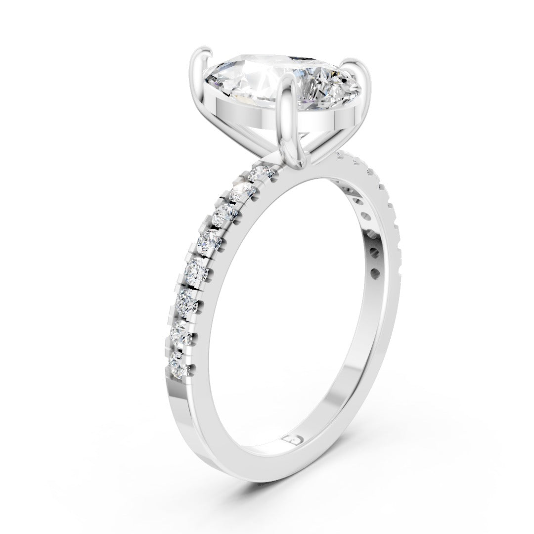 Pear Shaped Lab Grown Diamond Halo Pave Ring