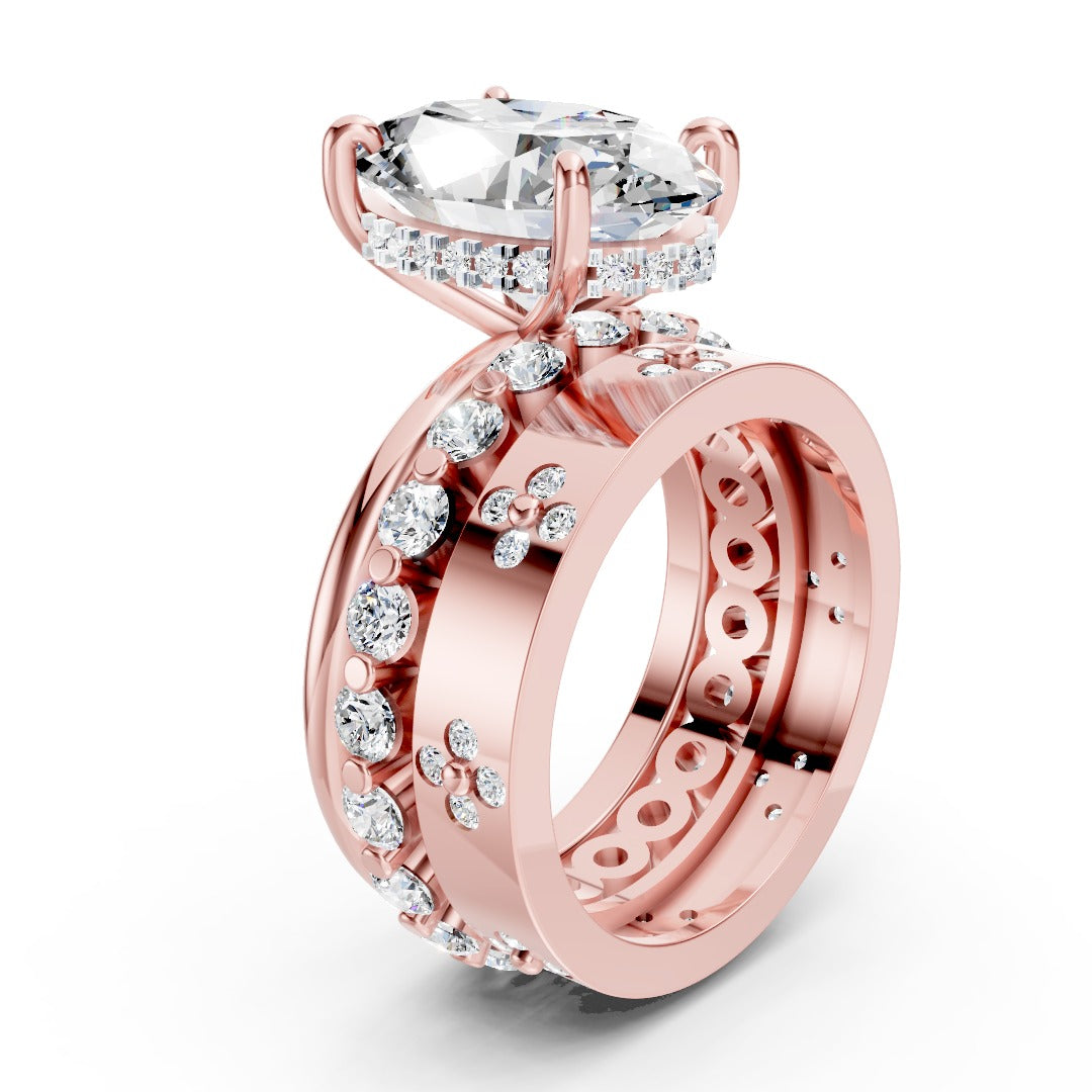 Oval Cut Diamond Triple Ring Stack Set