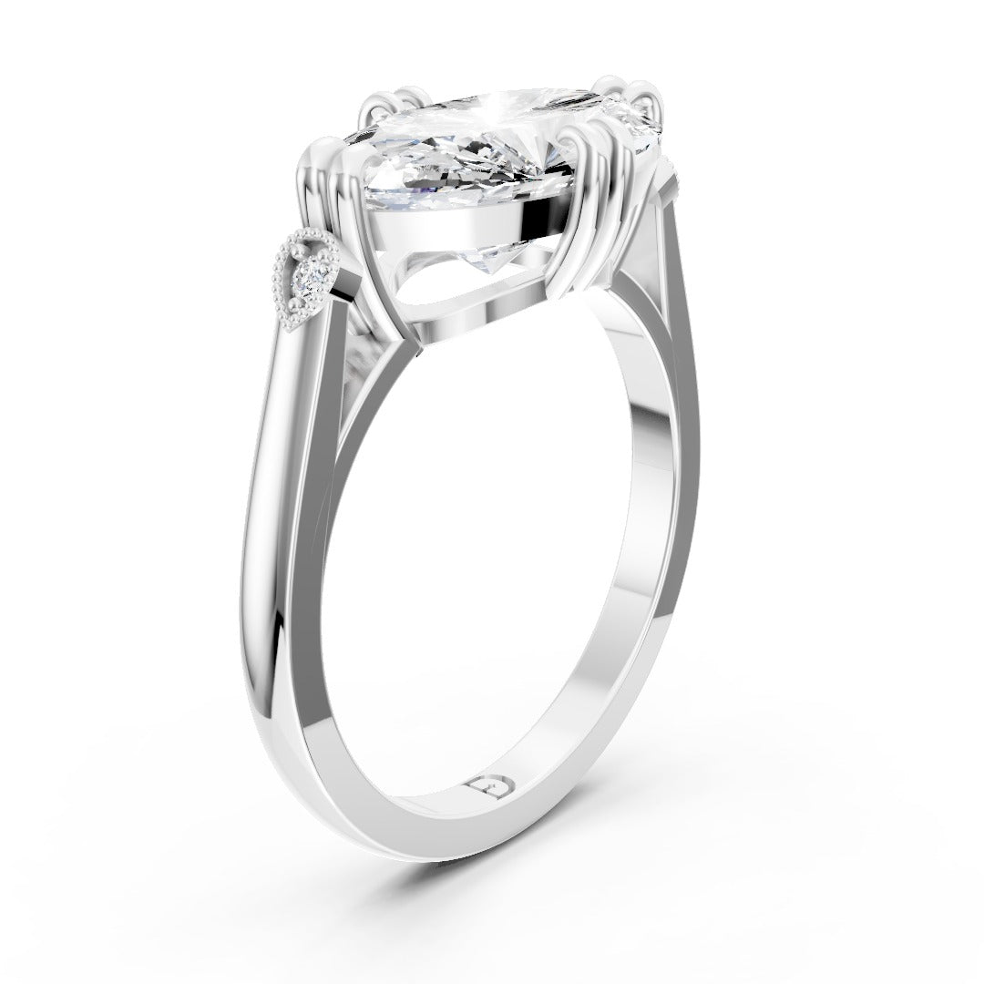 Oval Cut Lab Grown East Or west Diamond Engagement Ring