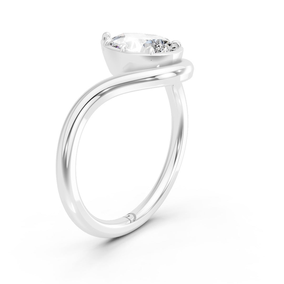 Lotus Pear Cut Diamond Solitair Bypass Ring