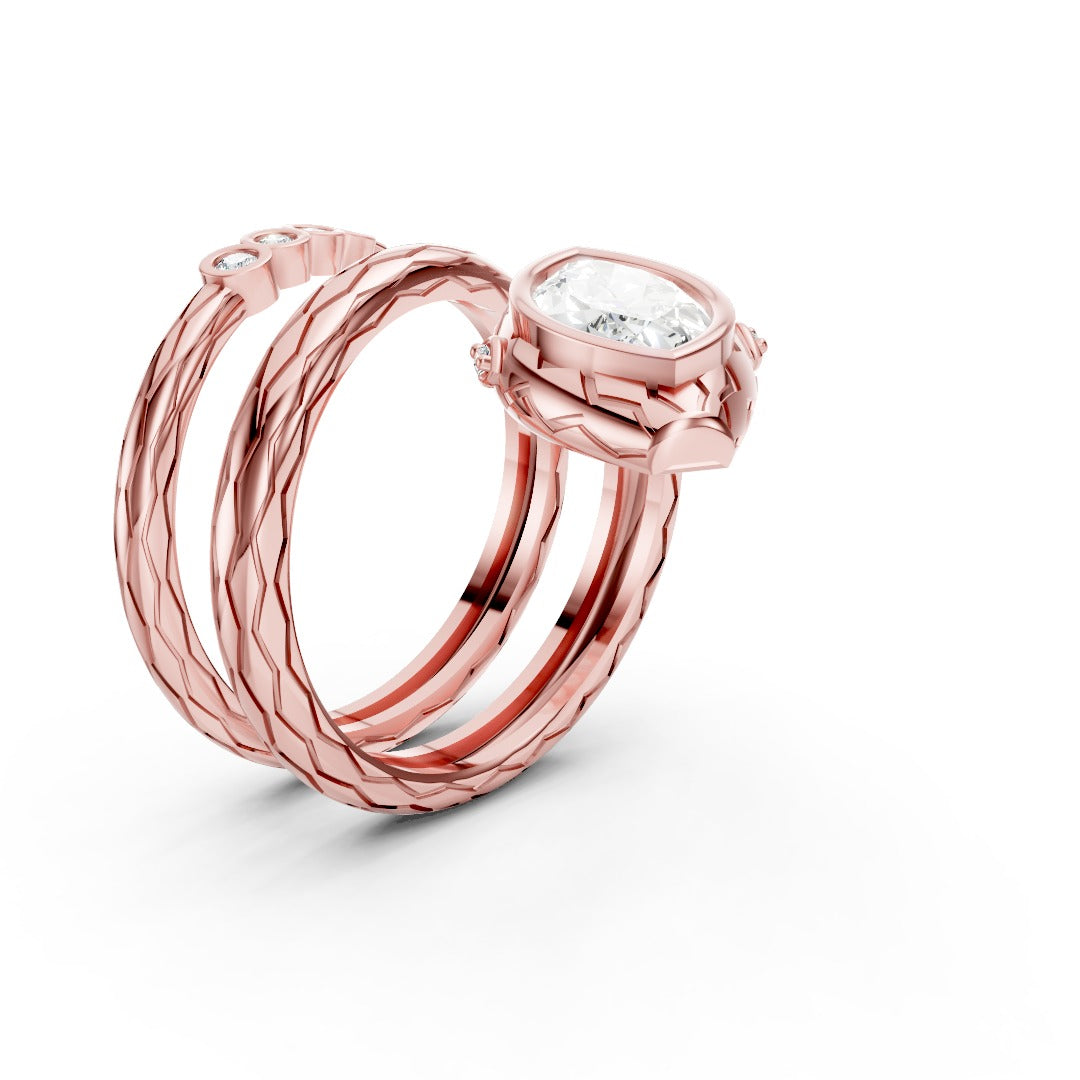 Marquise And Round Diamond Snake Wrap Adjustable Ring