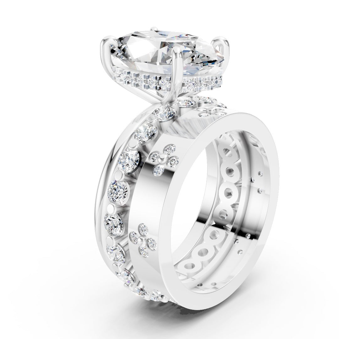 Oval Cut Diamond Triple Ring Stack Set