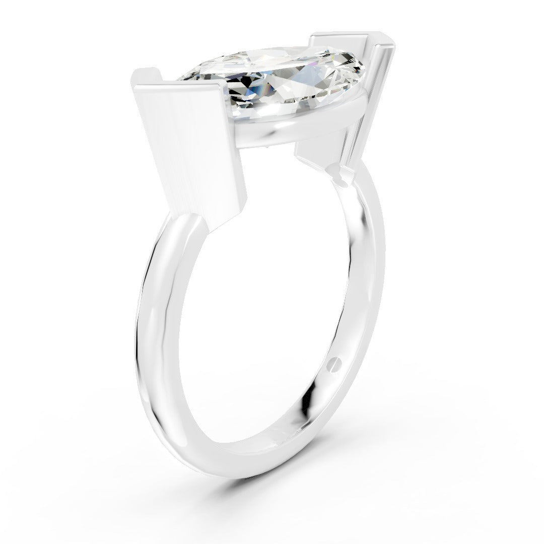 Vertical Marquise Bezel One Diamond Ring