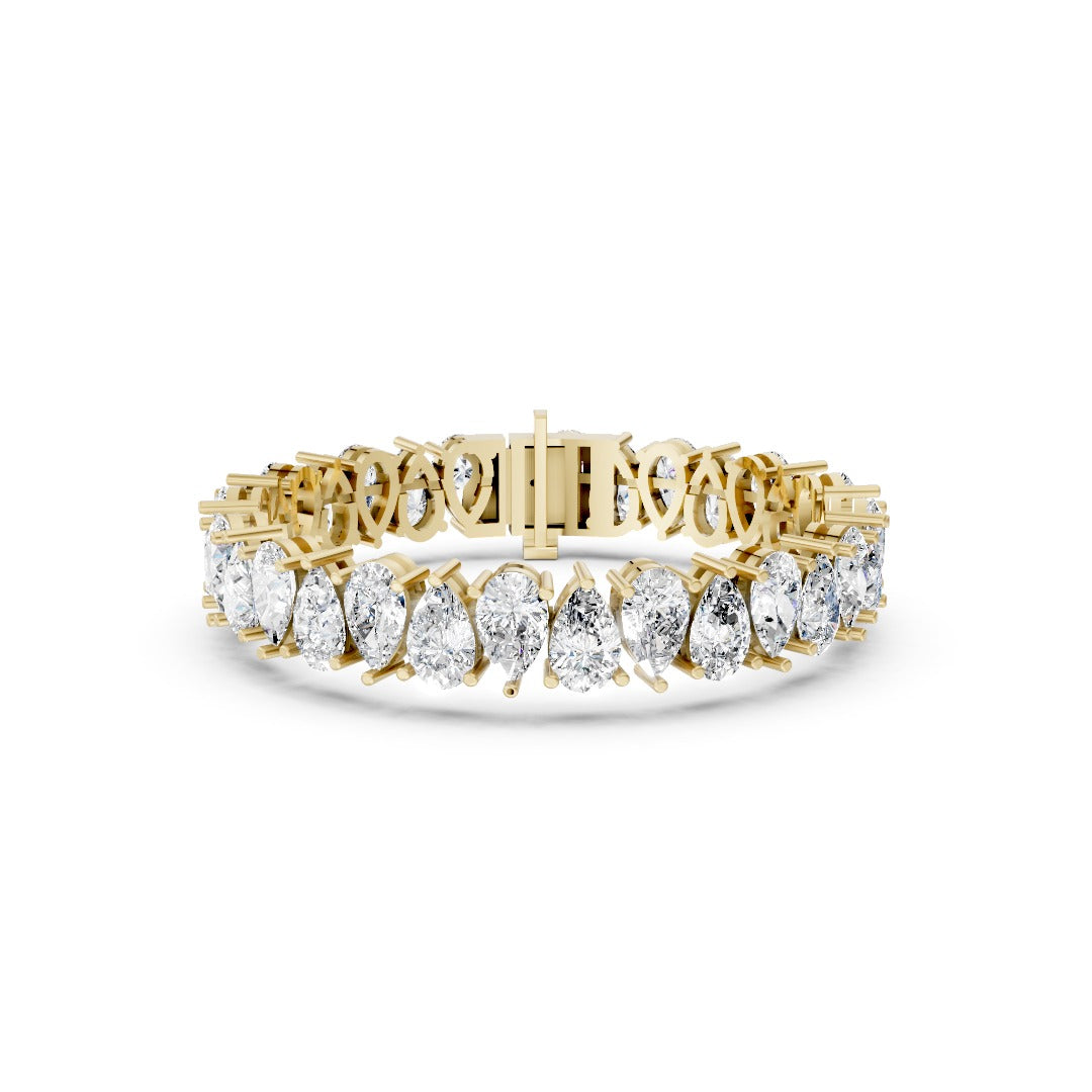 Pear Cut Lab Grown Diamond Prong Settings Tennis Bracelet
