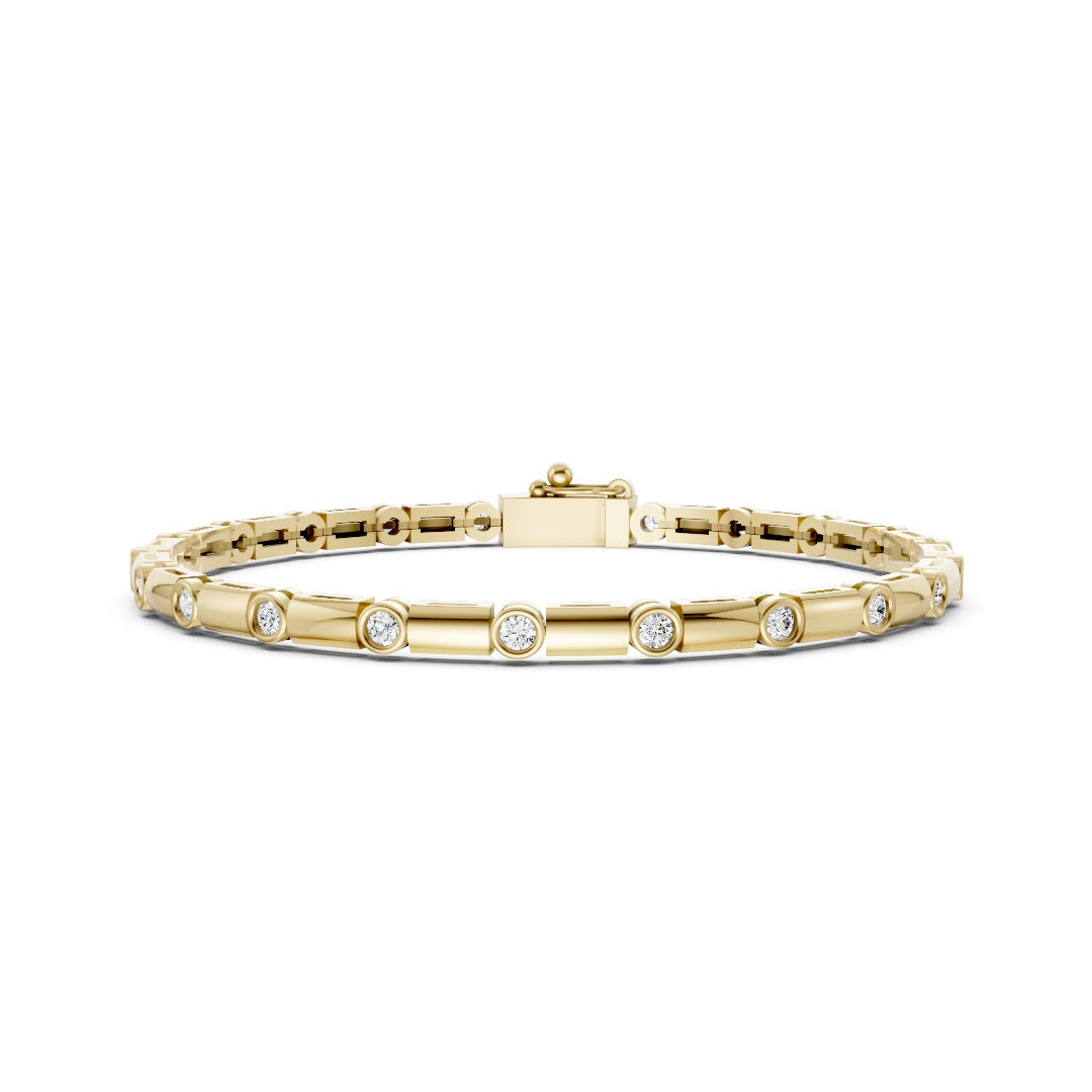 Round Diamond Bezel Link Tennis Bracelet