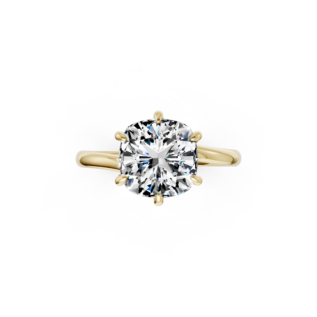 Cushion Diamond Bypass Shank Solitaire Ring