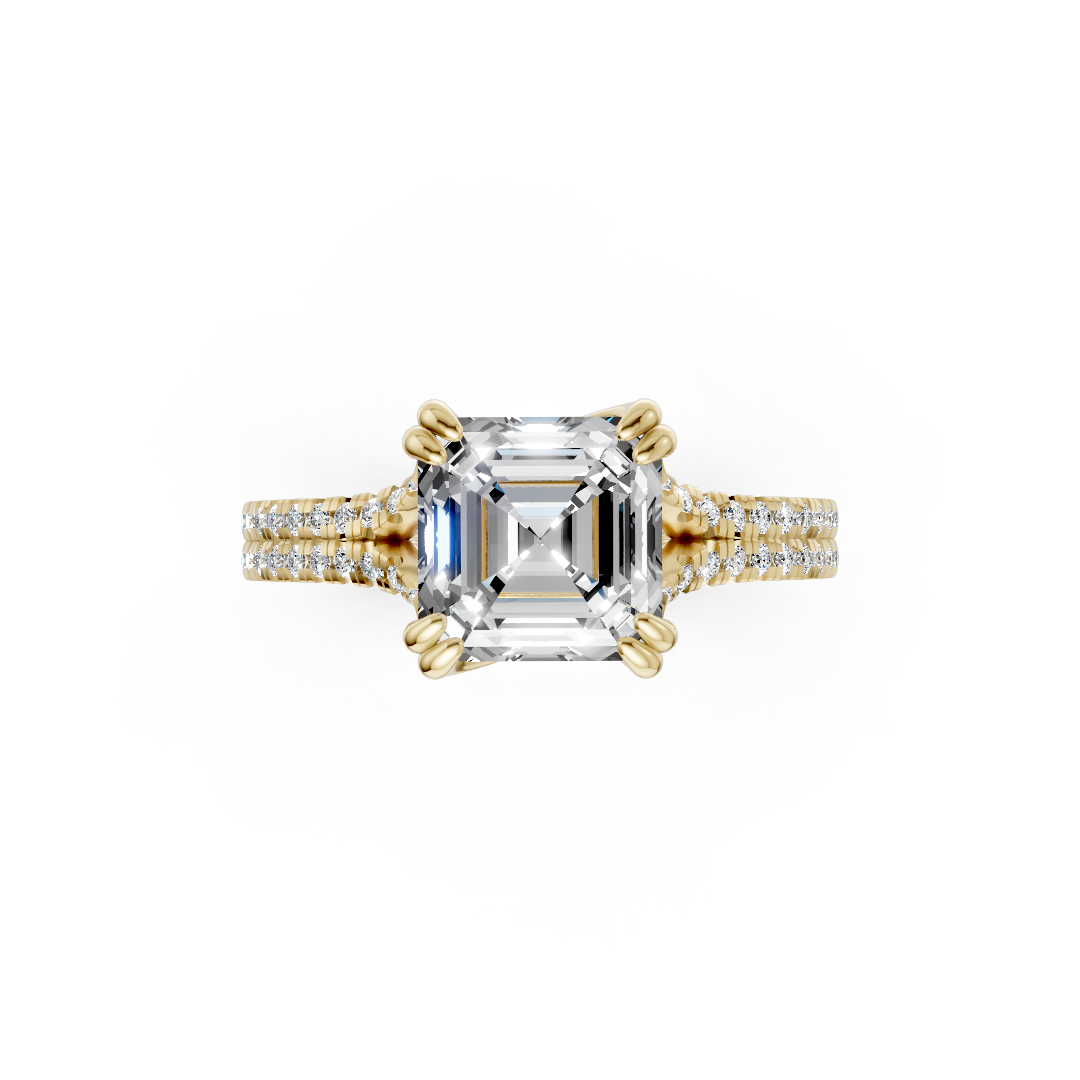 Asscher Diamond Double Band Engagement Ring