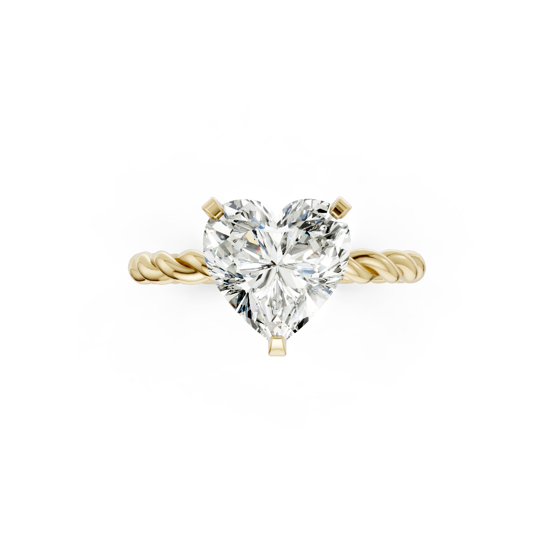 Heart Diamond Twisted Shank Ring