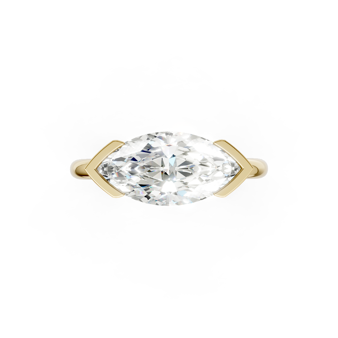 Marquise Cut Half Bezel Set Ring