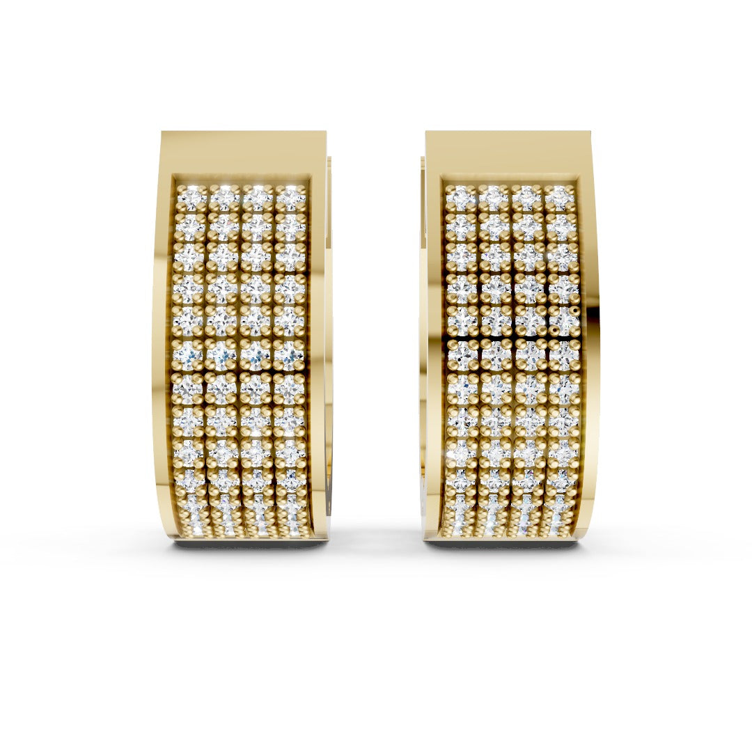 Wide Pave Diamond Huggie Hoop Earrings