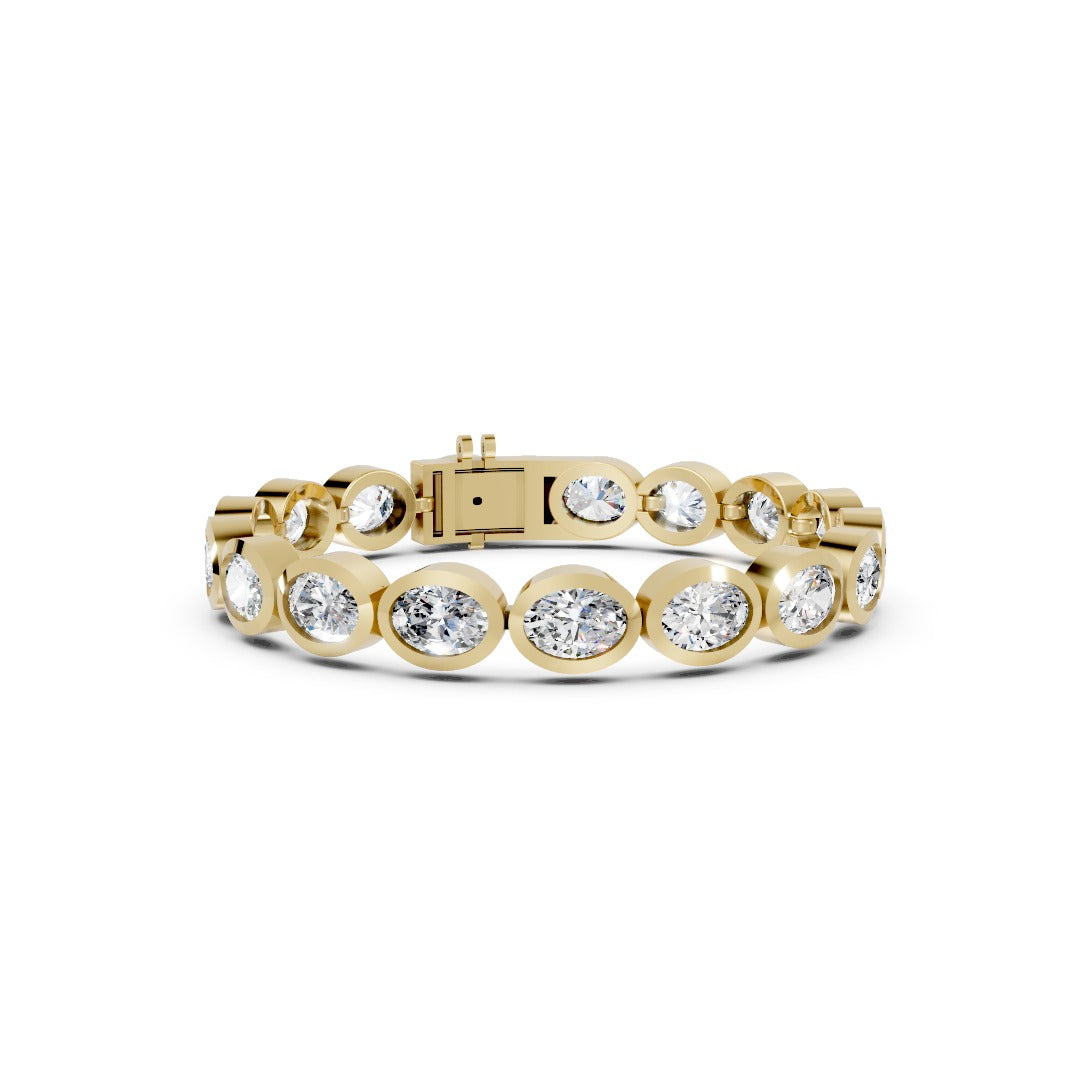 Oval Cut Lab Diamond Bezal Set Tennis Bracelet