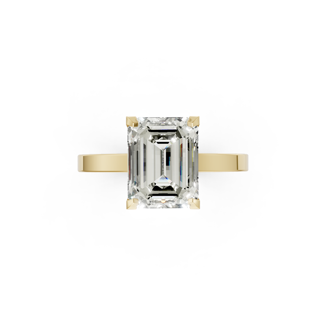 Emerald Cut V-Cathedral Shank Ring