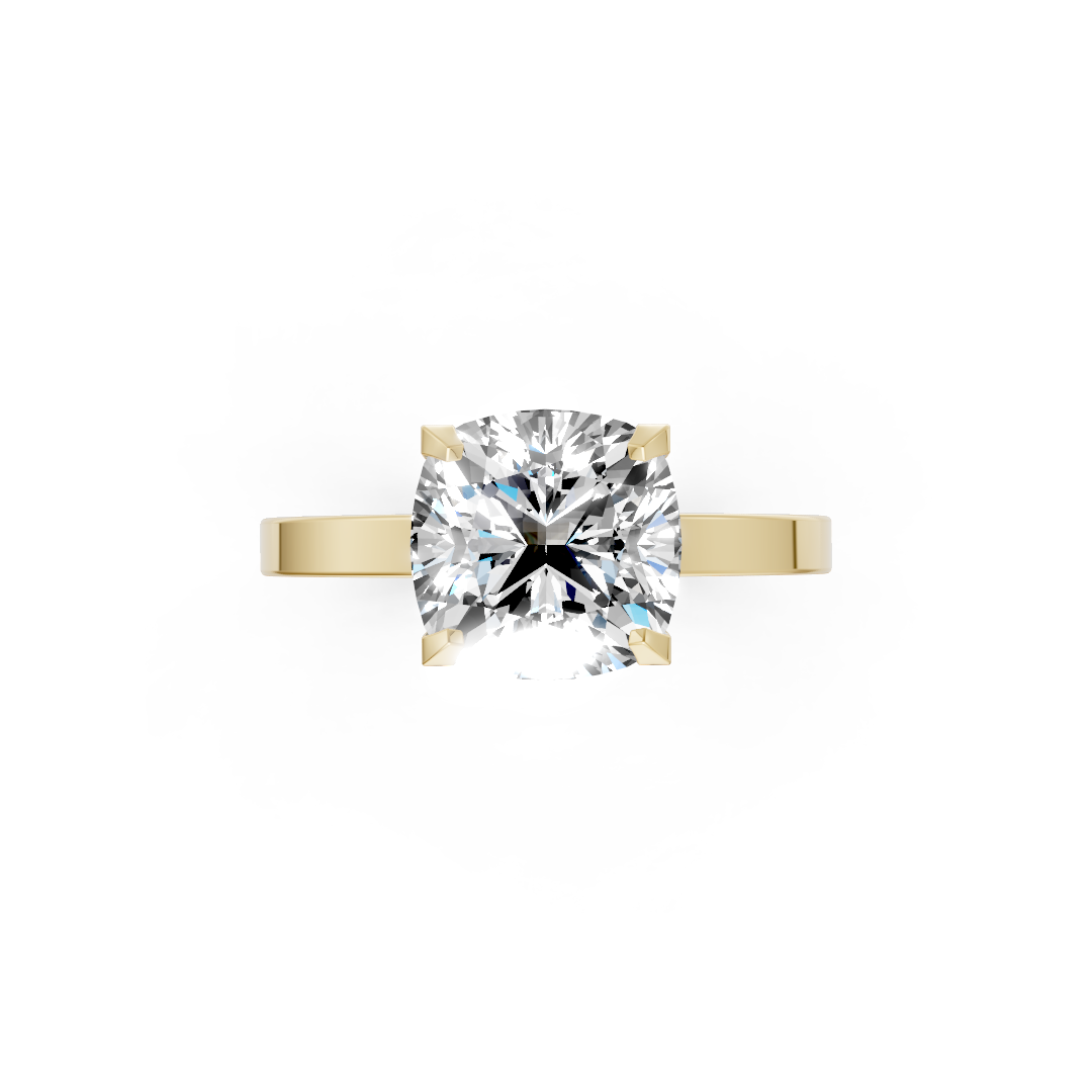 Cushion Cut V-Cathedral Shank Ring