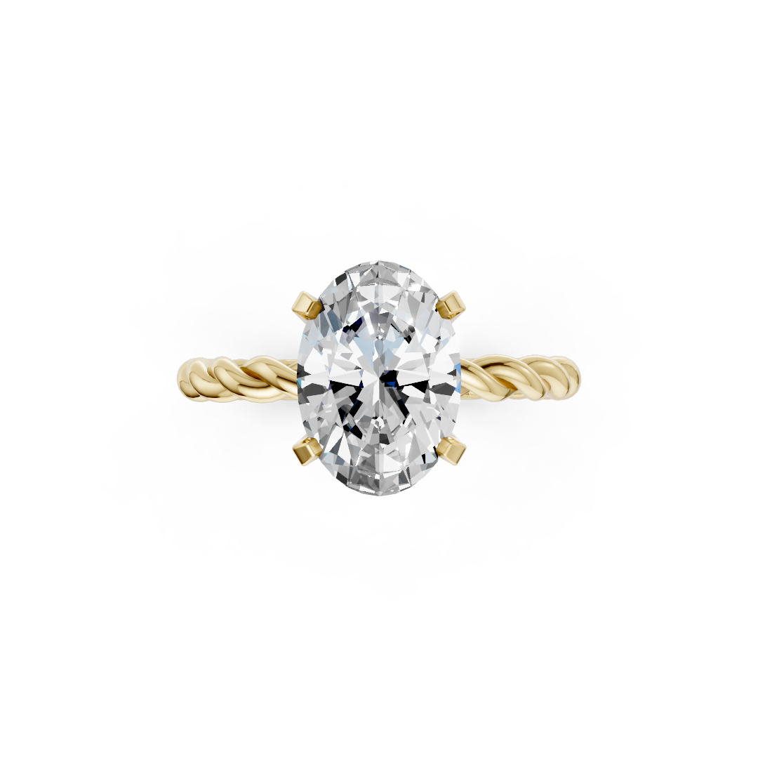 Oval Diamond Twisted Shank Ring