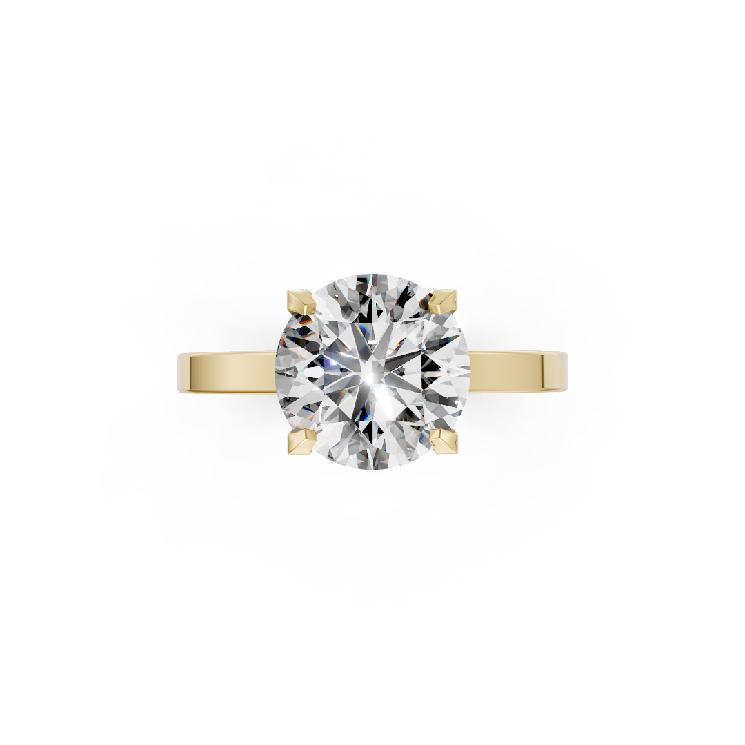 Round Cut V-Cathedral Shank Ring