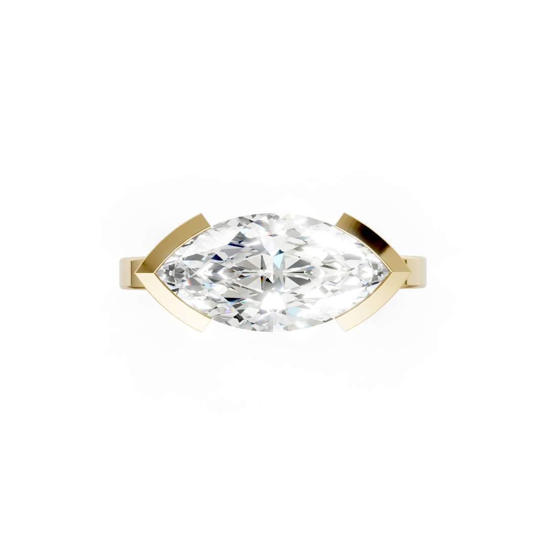 Marquise Cathedral Half Bezel Solitaire Ring