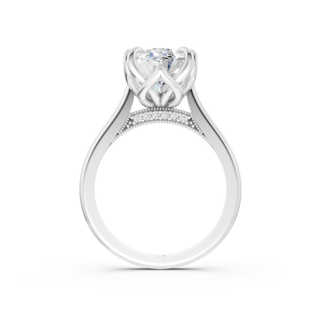 Oval Cut Lab Diamond Curved Cathedral Halo Ring