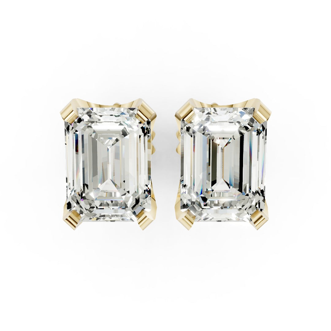Emerald Cut Diamond Stud Earrings