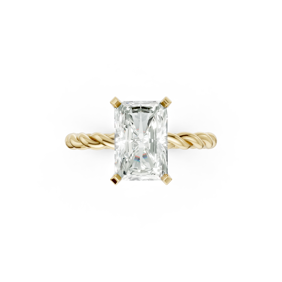Radiant Diamond Twisted Shank Ring