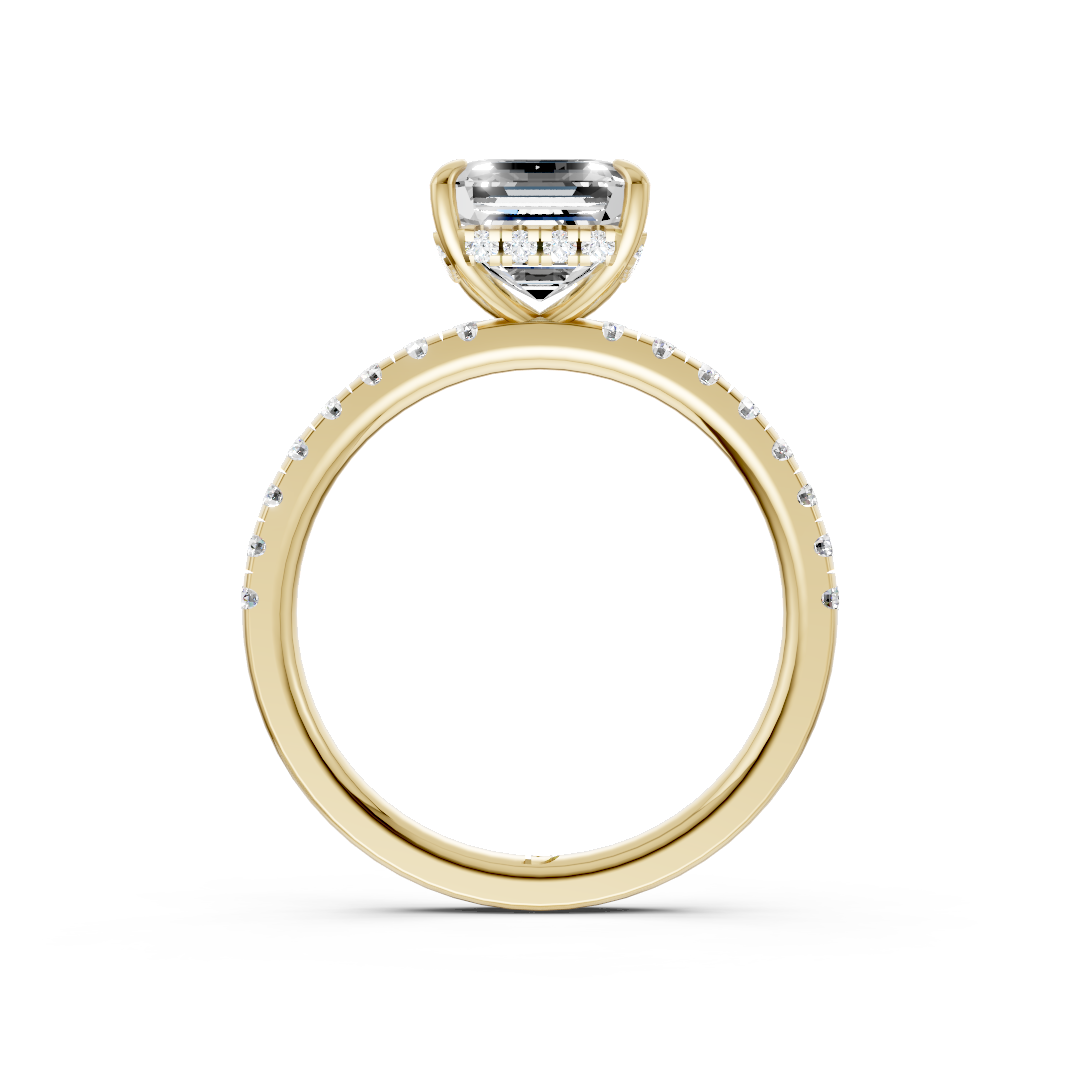 Asscher Cut Hidden Halo Pave Set Ring