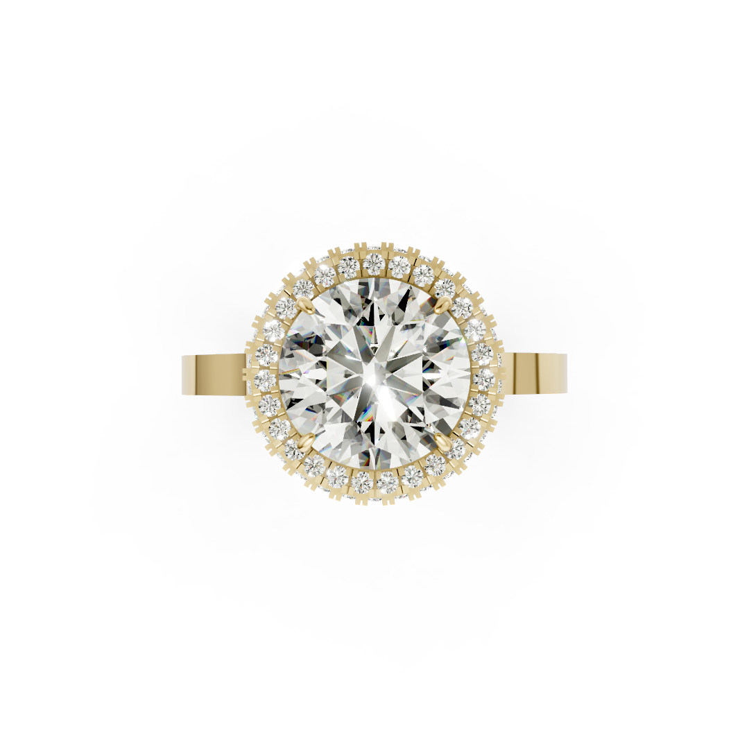 Round Diamond Double Halo Ring