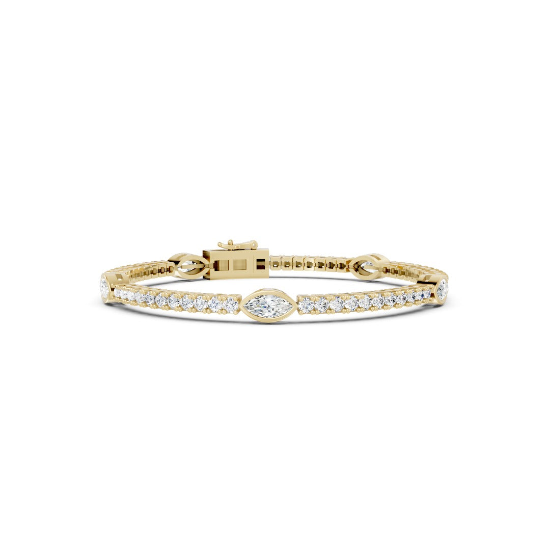 Marquise & Round Cut Lab Diamond Tennis Bracelets