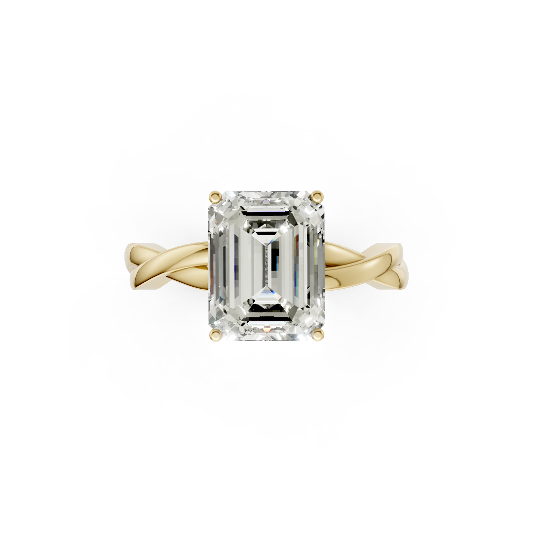 Emerald Cut Diamond Crisscross Ring