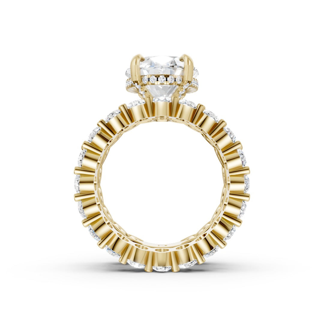 Oval Cut Lab Diamond Halo With Same Side Stone Bridal Ring