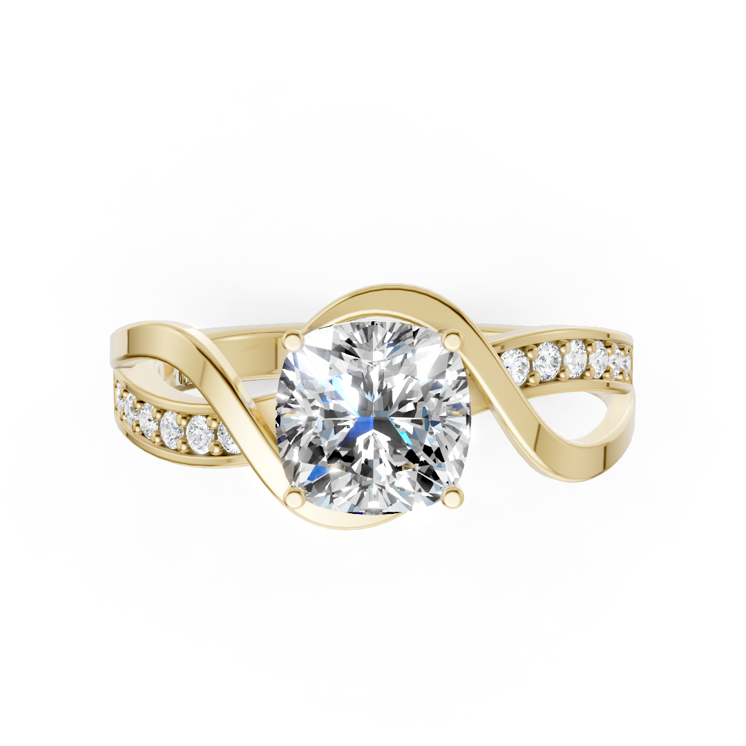 Cushion Cut Diamond Bypass With Ribbon Wrap Set Ring