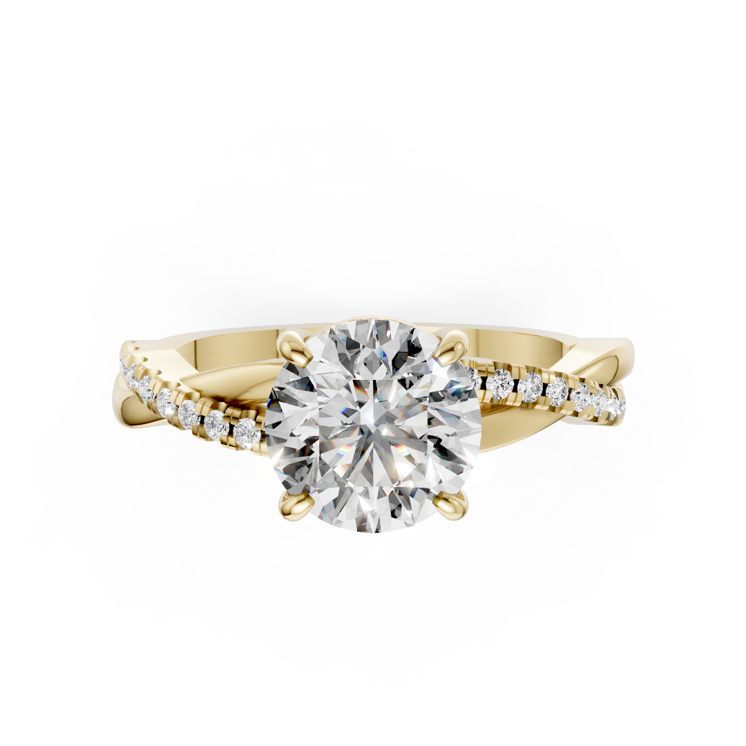 Round Cut Diamond Twisted Infinity Ring With Half-Pavé Shank