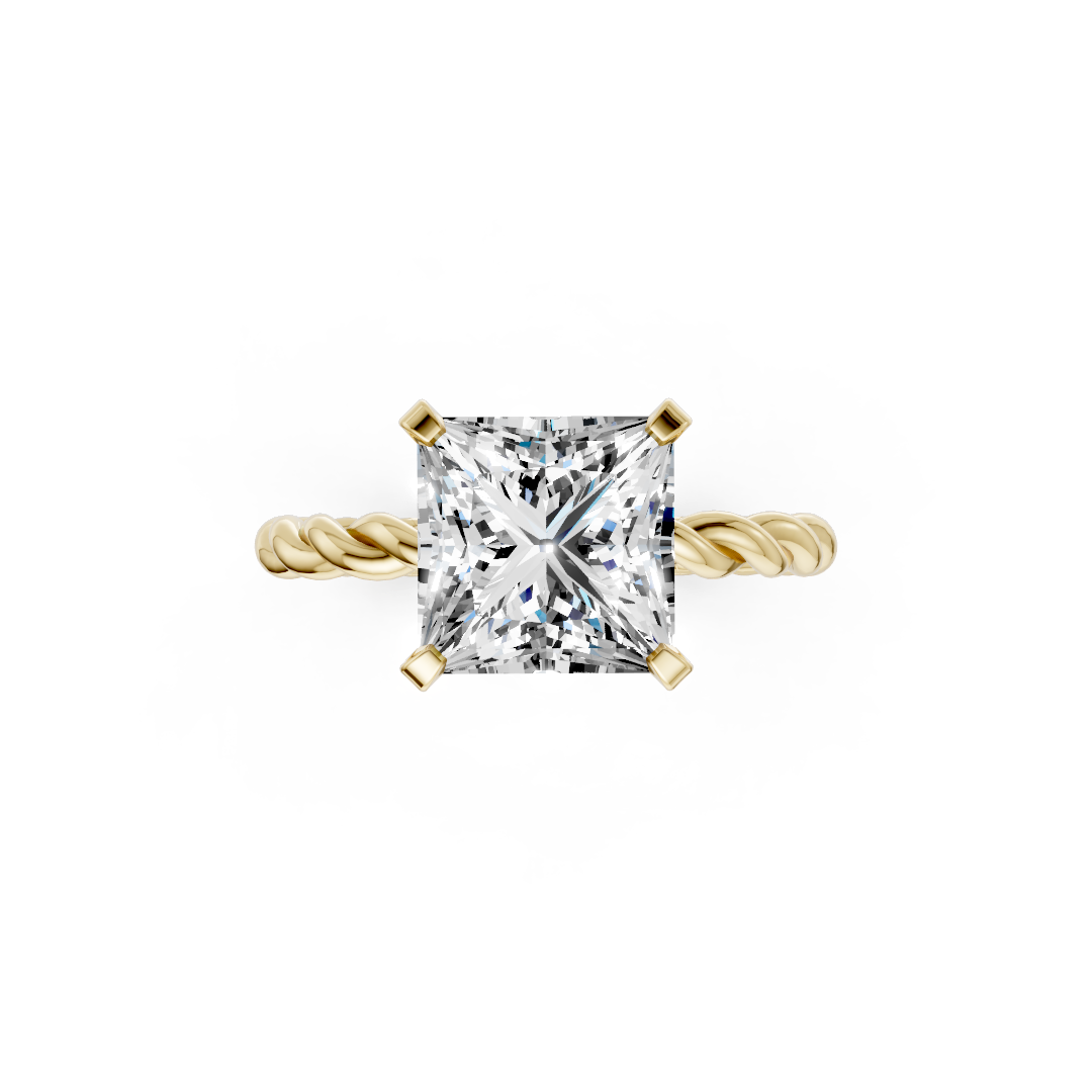 Princess Diamond Twisted Shank Ring